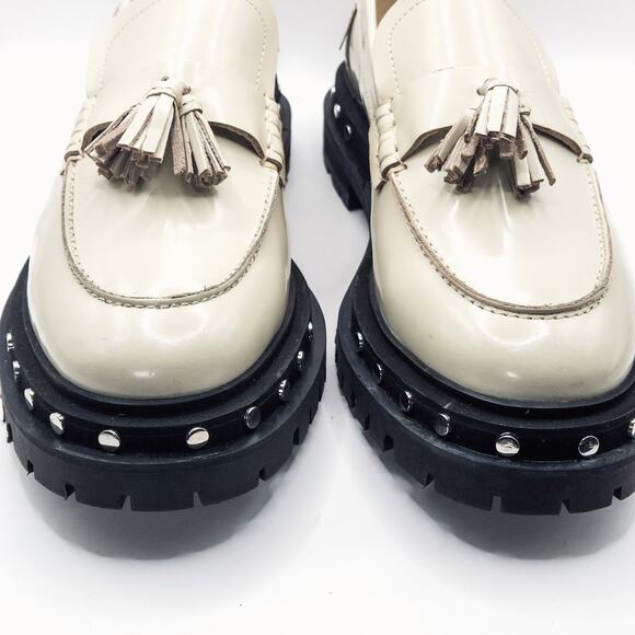 Free People Women’s Teagan Loafers Light Academia Minimalist Cream Platform 9.5 - Picture 4 of 14